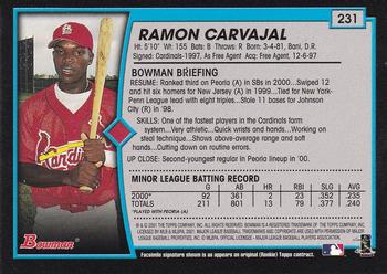 2001 Bowman - Gold #231 Ramon Carvajal Back