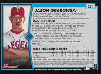 2001 Bowman - Gold #234 Jason Grabowski Back
