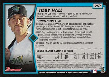 2001 Bowman - Gold #269 Toby Hall Back