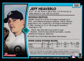 2001 Bowman - Gold #325 Jeff Heaverlo Back