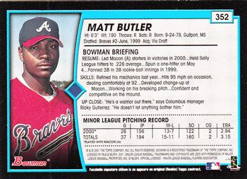 2001 Bowman - Gold #352 Matt Butler Back
