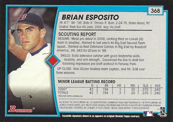 2001 Bowman - Gold #368 Brian Esposito Back