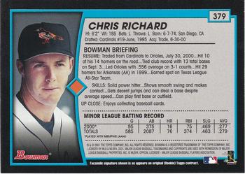 2001 Bowman - Gold #379 Chris Richard Back