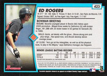 2001 Bowman - Gold #423 Ed Rogers Back