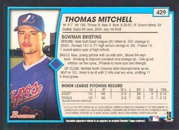 2001 Bowman - Gold #429 Thomas Mitchell Back