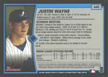 2001 Bowman - Gold #440 Justin Wayne Back