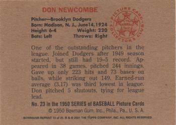2001 Bowman - Rookie Reprints #13 Don Newcombe  Back
