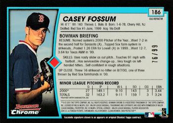 2001 Bowman Chrome - Gold Refractors #186 Casey Fossum  Back