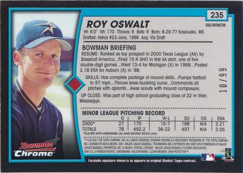 2001 Bowman Chrome - Gold Refractors #235 Roy Oswalt  Back