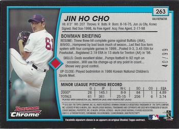 2001 Bowman Chrome - Gold Refractors #263 Jin Ho Cho  Back