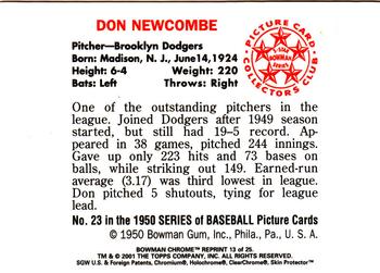 2001 Bowman Chrome - Rookie Reprints #13 Don Newcombe  Back
