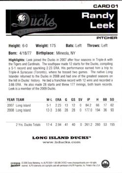 2009 Choice Long Island Ducks 10th Anniversary All-Time Team #1 Randy Leek Back