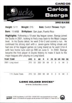 2009 Choice Long Island Ducks 10th Anniversary All-Time Team #5 Carlos Baerga Back