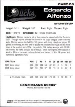 2009 Choice Long Island Ducks 10th Anniversary All-Time Team #6 Edgardo Alfonzo Back