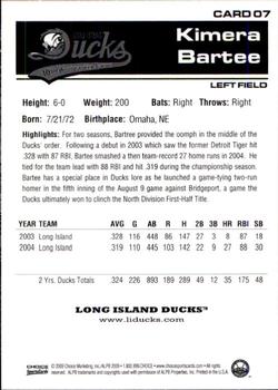 2009 Choice Long Island Ducks 10th Anniversary All-Time Team #7 Kimera Bartee Back