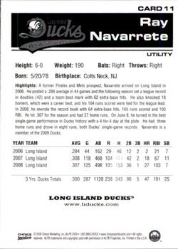 2009 Choice Long Island Ducks 10th Anniversary All-Time Team #11 Ray Navarrete Back