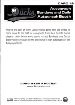 2009 Choice Long Island Ducks 10th Anniversary All-Time Team #19 Autograph Session Back