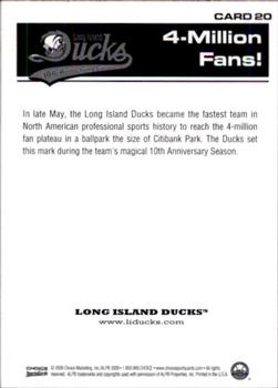 2009 Choice Long Island Ducks 10th Anniversary All-Time Team #20 4-Million Fans Back