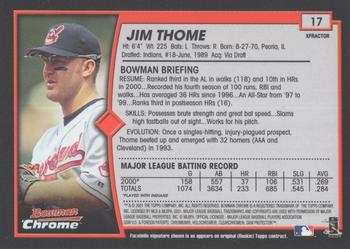 2001 Bowman Chrome - X-Fractors #17 Jim Thome  Back