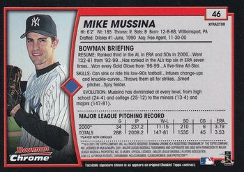 2001 Bowman Chrome - X-Fractors #46 Mike Mussina  Back