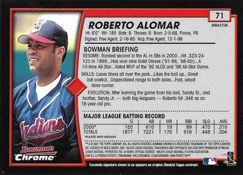 2001 Bowman Chrome - X-Fractors #71 Roberto Alomar  Back