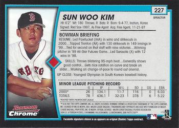 2001 Bowman Chrome - X-Fractors #227 Sun Woo Kim Back