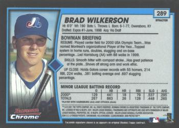2001 Bowman Chrome - X-Fractors #289 Brad Wilkerson  Back