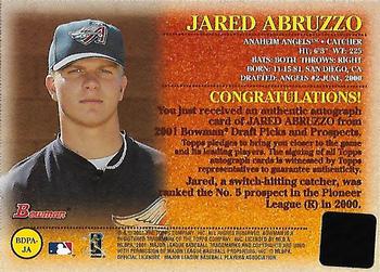 2001 Bowman Draft Picks & Prospects - Autographs #BDPA-JA Jared Abruzzo  Back