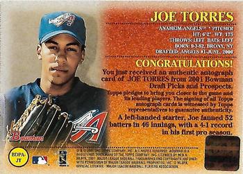 2001 Bowman Draft Picks & Prospects - Autographs #BDPA-JT Joe Torres  Back