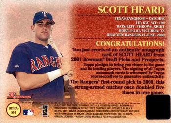 2001 Bowman Draft Picks & Prospects - Autographs #BDPA-SH Scott Heard  Back