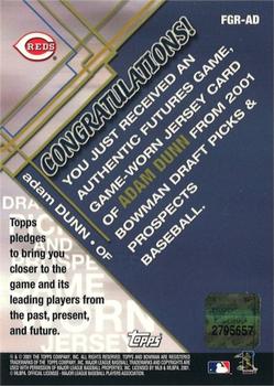 2001 Bowman Draft Picks & Prospects - Futures Game Relics #FGR-AD Adam Dunn  Back