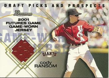 2001 Bowman Draft Picks & Prospects - Futures Game Relics #FGR-CD Cody Ransom  Front