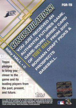 2001 Bowman Draft Picks & Prospects - Futures Game Relics #FGR-TB Toby Hall  Back