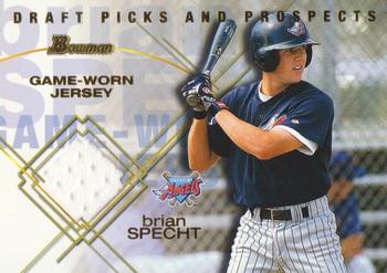 2001 Bowman Draft Picks & Prospects - Relics #BDPR-BJS Brian Specht  Front