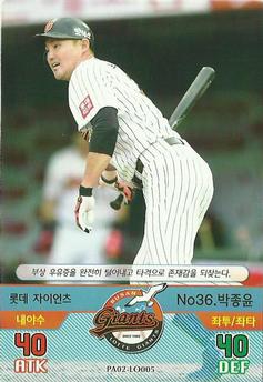 2016 SMG Ntreev Baseball's Best Players Diamond Winners #PA02-LO005 Jong-Yun Park Front