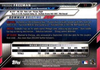 2016 Bowman Chrome #11 Freddie Freeman Back