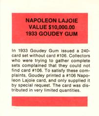 1987 Hygrade All-Time Greats - Famous Reprints 1933 Goudey #NNO Napoleon Lajoie Back