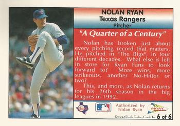 1992 Pacific Nolan Ryan Texas Express II - Limited Edition #6 Nolan Ryan Back