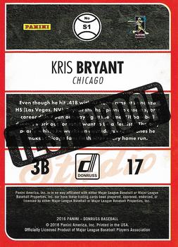 2016 Donruss - Studio Test Proof Cyan #S1 Kris Bryant Back