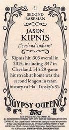 2016 Topps Gypsy Queen - Mini #31 Jason Kipnis Back