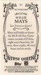 2016 Topps Gypsy Queen - Mini Gold #327 Willie Mays Back