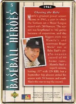 1995 Upper Deck Baseball Heroes Mickey Mantle 8-Card Tin #5 1961 - Chaising The Babe Back