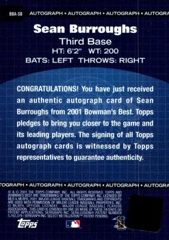 2001 Bowman's Best - Autographs #BBA-SB Sean Burroughs  Back