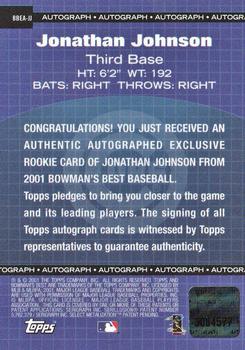 2001 Bowman's Best - Exclusive Autographs #BBEA-JJ Jonathan Johnson Back