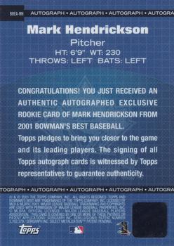 2001 Bowman's Best - Exclusive Autographs #BBEA-MH Mark Hendrickson  Back