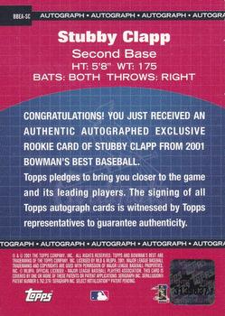 2001 Bowman's Best - Exclusive Autographs #BBEA-SC Stubby Clapp  Back