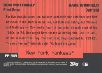 2001 Bowman's Best - Franchise Favorites #FF-MW Don Mattingly / Dave Winfield  Back
