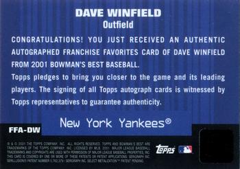 2001 Bowman's Best - Franchise Favorites Autographs #FFA-DW Dave Winfield  Back