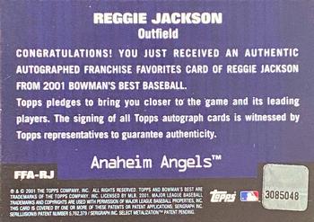 2001 Bowman's Best - Franchise Favorites Autographs #FFA-RJ Reggie Jackson  Back