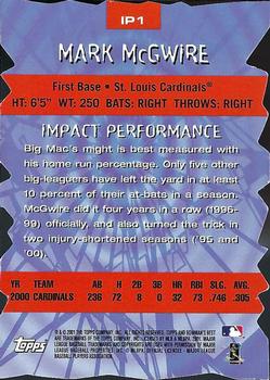 2001 Bowman's Best - Impact Players #IP1 Mark McGwire  Back
